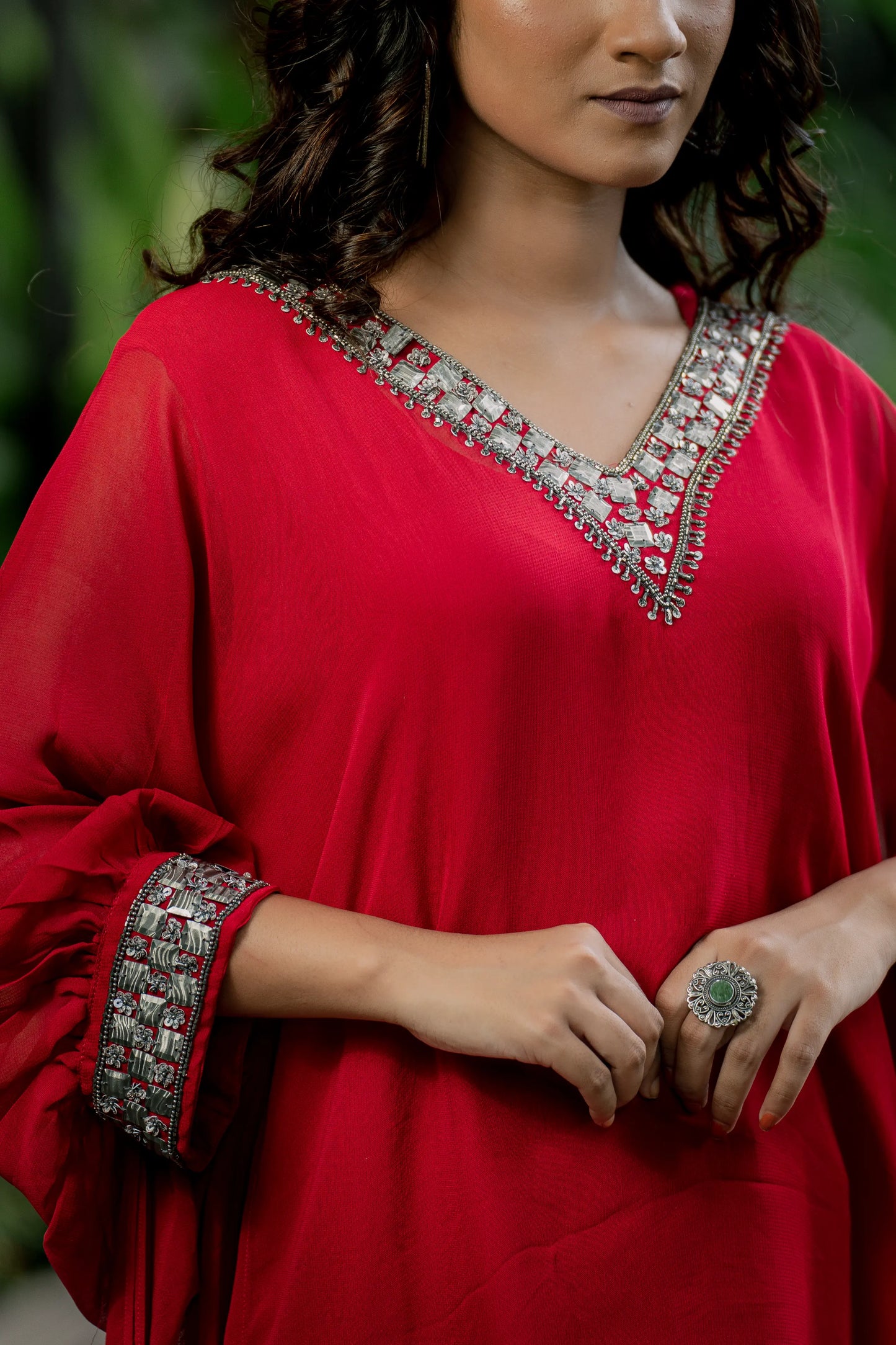 Scarlet Majesty - Short Kaftan with Palazzo Pant
