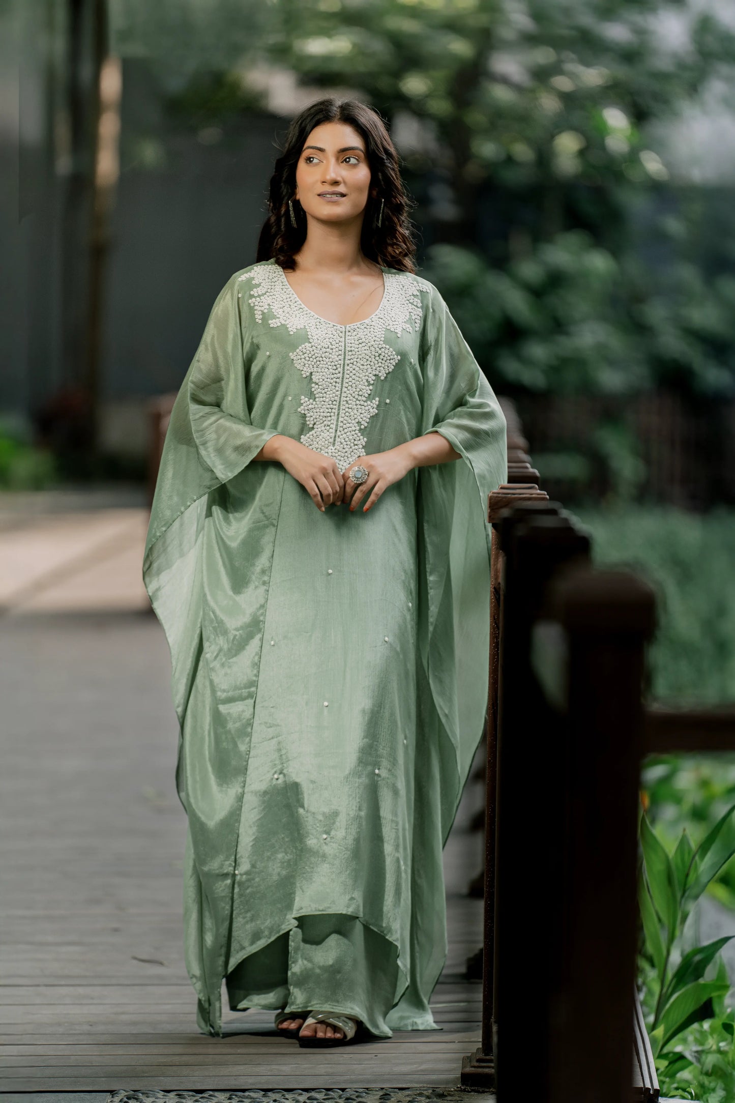 Sage Whisper - Long Kaftan with Palazzo Pant