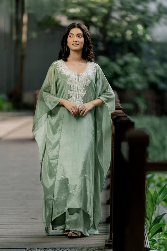 Sage Whisper - Long Kaftan with Palazzo Pant