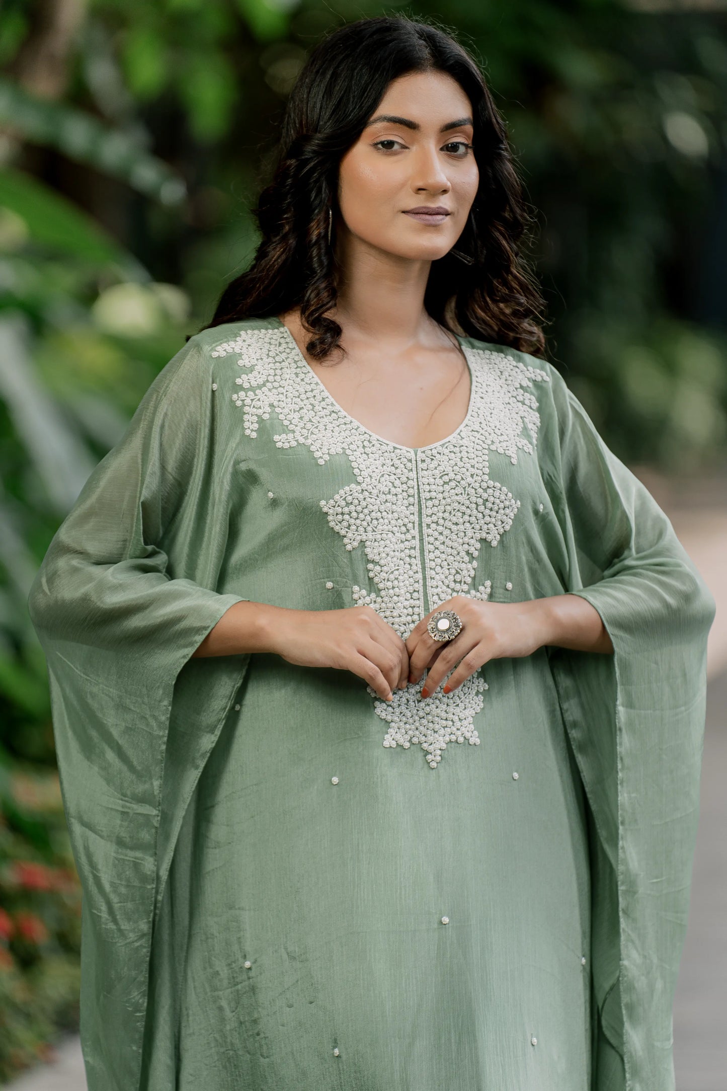 Sage Whisper - Long Kaftan with Palazzo Pant