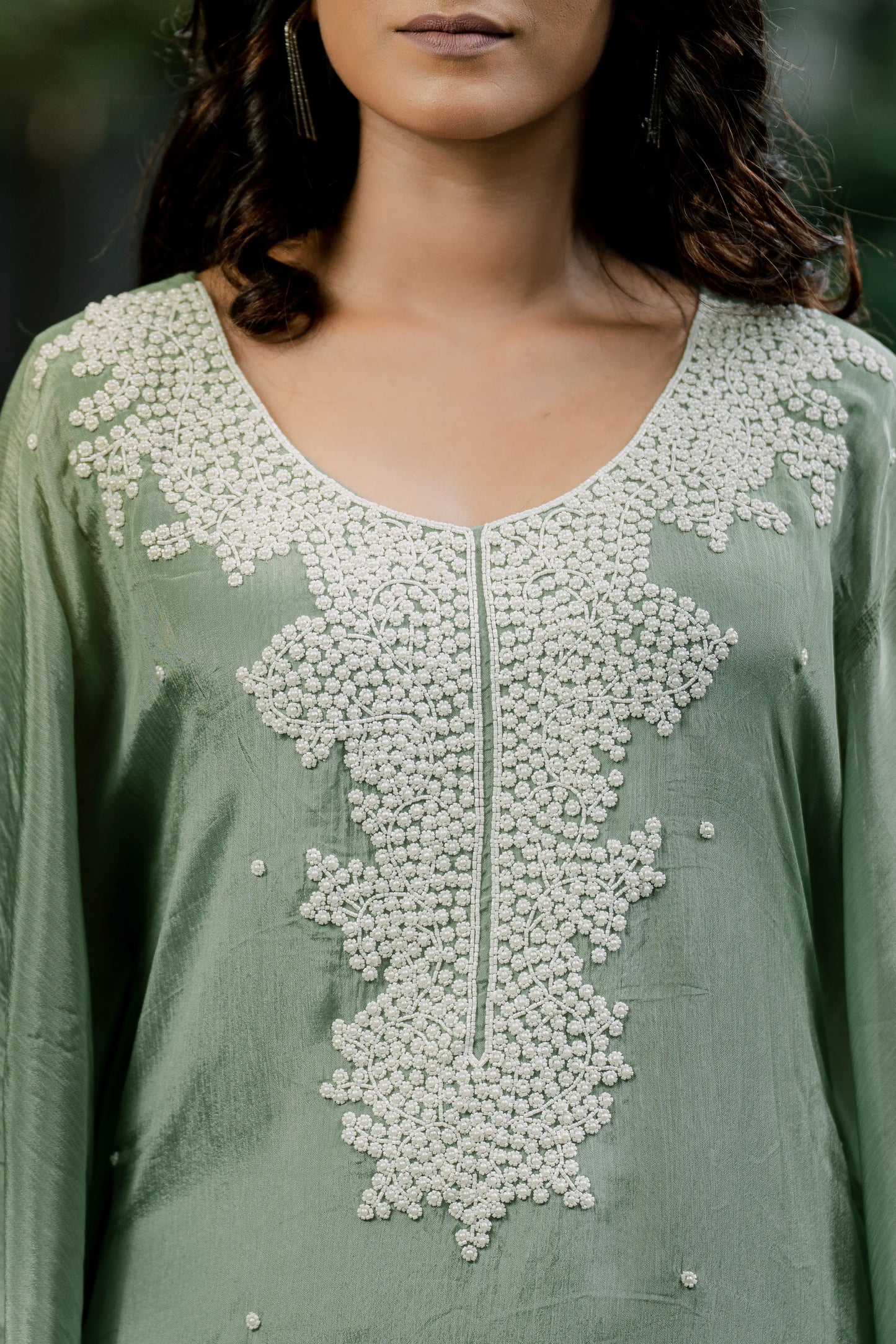 Sage Whisper - Long Kaftan with Palazzo Pant
