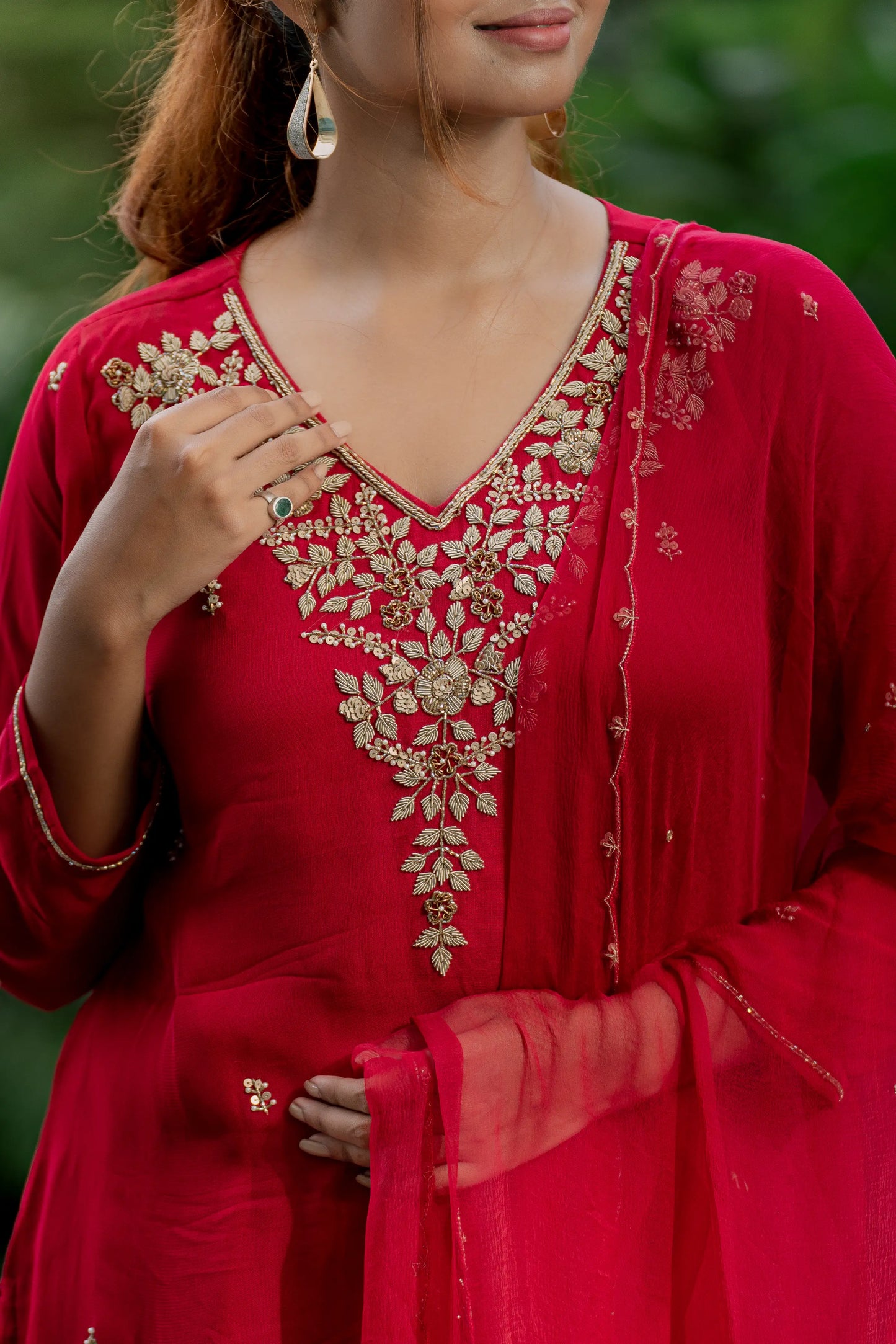 Crimson Radiance - Kurta Set