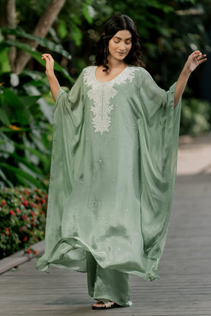 Sage Whisper - Long Kaftan with Palazzo Pant